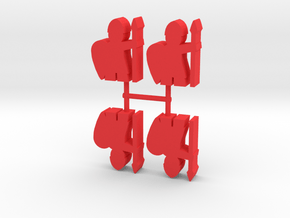 Viking Spearman Meeple, 4-set in Red Processed Versatile Plastic