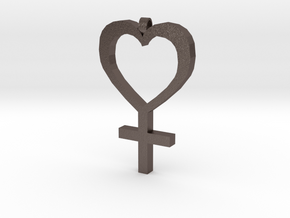 Venus heart in Polished Bronzed Silver Steel
