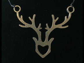Deer Pendant in Polished Bronzed Silver Steel
