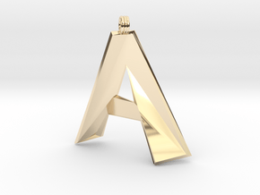 Distorted Letter A in 14K Yellow Gold