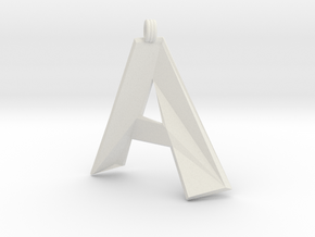 Distorted Letter A in White Natural Versatile Plastic