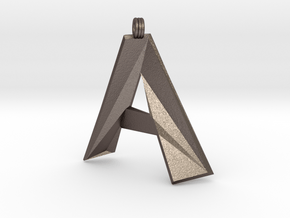 Distorted Letter A in Polished Bronzed Silver Steel