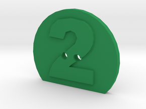 2 Hole Number 2 Button in Green Processed Versatile Plastic