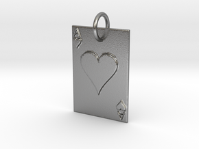 Ace of Hearts Keychain/Pendant in Natural Silver