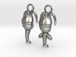 Copepod Earrings - Science Jewelry in Natural Silver