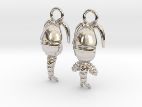 Copepod Earrings - Science Jewelry in Platinum