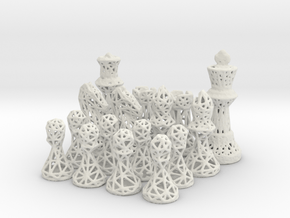 Chess Set Voronoi - Mini in White Natural Versatile Plastic