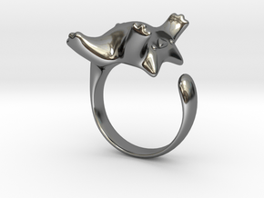 Cat Ring II -the lazy in Fine Detail Polished Silver: 7 / 54