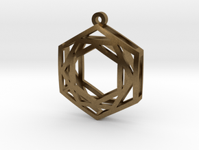 Nested Hexagon Earings in Natural Bronze