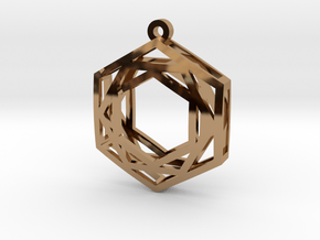 Nested Hexagon Earings in Polished Brass