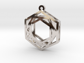 Nested Hexagon Earings in Rhodium Plated Brass