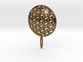 Flower of Life Keychain key fob  in Natural Bronze
