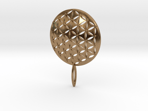 Flower of Life Keychain key fob  in Natural Brass