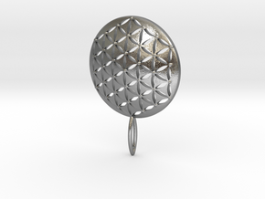 Flower of Life Keychain key fob  in Natural Silver