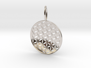 Flower Of Life Pendant Cosmic Jewelry in Rhodium Plated Brass