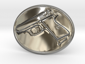 PPK GUN Beltbuckle in Fine Detail Polished Silver