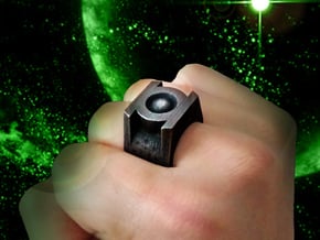 Green Lantern Ring 1.95cm diameter  in Polished and Bronzed Black Steel: 10.25 / 62.125