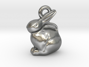 mini chocolate Easter bunny charm  in Natural Silver: Large