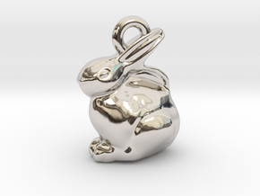 mini chocolate Easter bunny charm  in Rhodium Plated Brass: Small