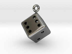 Hollow Dice Pendant in Polished Silver