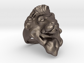 Lion Ring 22.27mm (size 13) in Polished Bronzed Silver Steel
