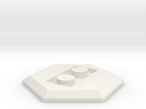 LEGO-inspired conversion base plate (hex) in White Natural Versatile Plastic