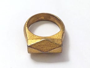 Chunky Hedron Ring in Polished Gold Steel: 7 / 54