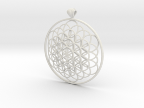 Flower Of Life Pendant 6cm Fancy Loopet in White Natural Versatile Plastic