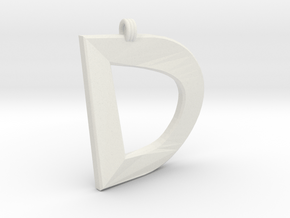 Distorted Letter D in White Natural Versatile Plastic
