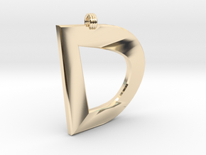Distorted Letter D in 14K Yellow Gold