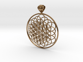 Flower Of Life Pendant 6cm Fancy Big Loopet in Natural Brass