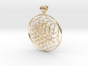 Flower Of Life Pendant 6cm Fancy Big Loopet in 14k Gold Plated Brass