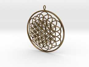 Flower Of Life Pendant - w Loopet - 6cm in Natural Bronze