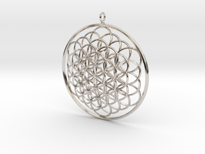 Flower Of Life Pendant - w Loopet - 6cm in Platinum