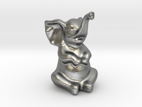 Happy Elephant in Natural Silver