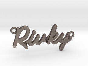 Name Pendant - "Rivky" in Polished Bronzed Silver Steel