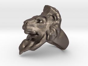 Lion Ring 21.32mm (size 12) in Polished Bronzed Silver Steel