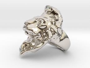 Lion Ring 21.32mm (size 12) in Rhodium Plated Brass