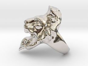 Lion Ring 20.68mm (size 11) in Rhodium Plated Brass