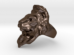 Lion Ring 19.82mm (size 10) in Polished Bronze Steel