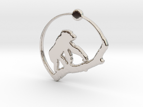 Gorilla Pendant in Rhodium Plated Brass