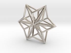 Origami STAR Structure, Pendant.  in Rhodium Plated Brass