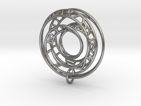 Single Strand Spiral Voronoi Interlocking Pendant in Natural Silver (Interlocking Parts)
