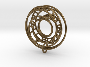 Single Strand Spiral Voronoi Interlocking Pendant in Natural Bronze (Interlocking Parts)
