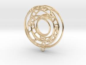 Single Strand Spiral Voronoi Interlocking Pendant in 14K Yellow Gold