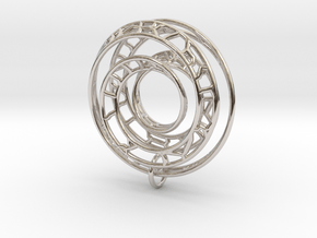 Single Strand Spiral Voronoi Interlocking Pendant in Rhodium Plated Brass