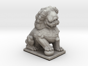 Cute Chinese Guardian Lion  in Full Color Sandstone