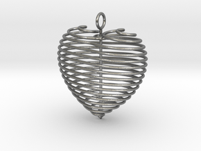 Coiled Heart with Bail in Natural Silver: Small