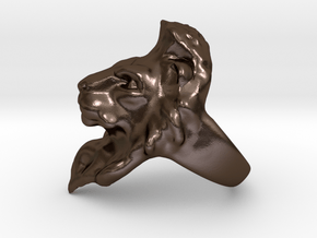 Lion Ring 18.98mm (size 9) in Polished Bronze Steel