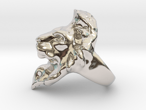 Lion Ring 18.98mm (size 9) in Rhodium Plated Brass